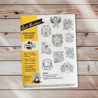 Proud to Be an American #4022 Vintage Embroidery Iron-On Transfer Pattern by Aunt Martha's® - Premium Transfer Patterns from Aunt Martha's® - Just $2.25! Shop now at Crossed Hearts Needlework & Design