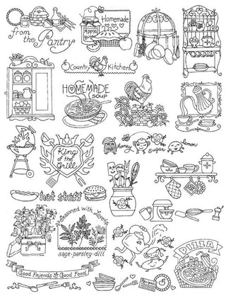 Kitchen Designs Embroidery Iron-On Transfer #412 by Aunt Martha's® - Crossed Hearts Needlework & Design