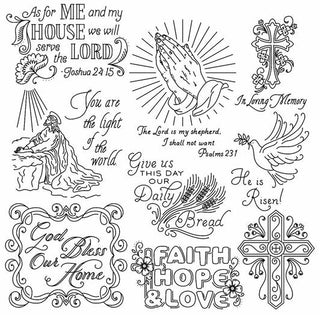 Christian Blessings #4027 Vintage Embroidery Iron-On Transfer Pattern by Aunt Martha's® - Premium Transfer Patterns from Aunt Martha's® - Just $2.25! Shop now at Crossed Hearts Needlework & Design