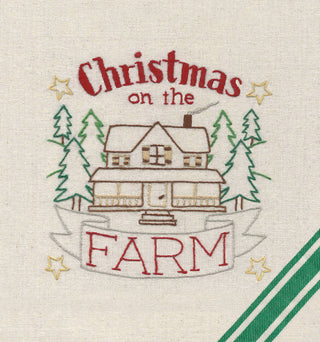 Christmas on the Farm #4039 Vintage Embroidery Iron-On Transfer Pattern by Aunt Martha's® - Premium Transfer Patterns from Aunt Martha's® - Just $2.25! Shop now at Crossed Hearts Needlework & Design