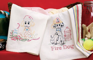 Aunt Martha's® Playful Puppies Iron-on Embroidery Pattern - Crossed Hearts Needlework & Design