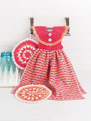 Dress Me Up Towel Toppers Dishcloths & Pot Holders by Annie's® Crochet - Premium Needlecraft Patterns from Annie's® - Just $8.99! Shop now at Crossed Hearts Needlework & Design