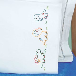 Dinosaurs - Children's Pillowcase Embroidery Kit by Jack Dempsey Needle Art - Premium Embroidery Kit from Jack Dempsey Needle Art - Just $9.49! Shop now at Crossed Hearts Needlework & Design