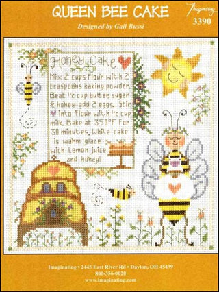 Queen Bee Cake Cross Stitch Pattern Imaginating - Premium Pattern, Cross Stitch from Imaginating - Just $7! Shop now at Crossed Hearts Needlework & Design