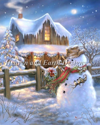 Woodhouse Christmas FULL COVERAGE Cross Stitch Pattern by Heaven and Earth Designs - Premium Needlecraft Patterns from Heaven and Earth Designs - Just $23! Shop now at Crossed Hearts Needlework & Design